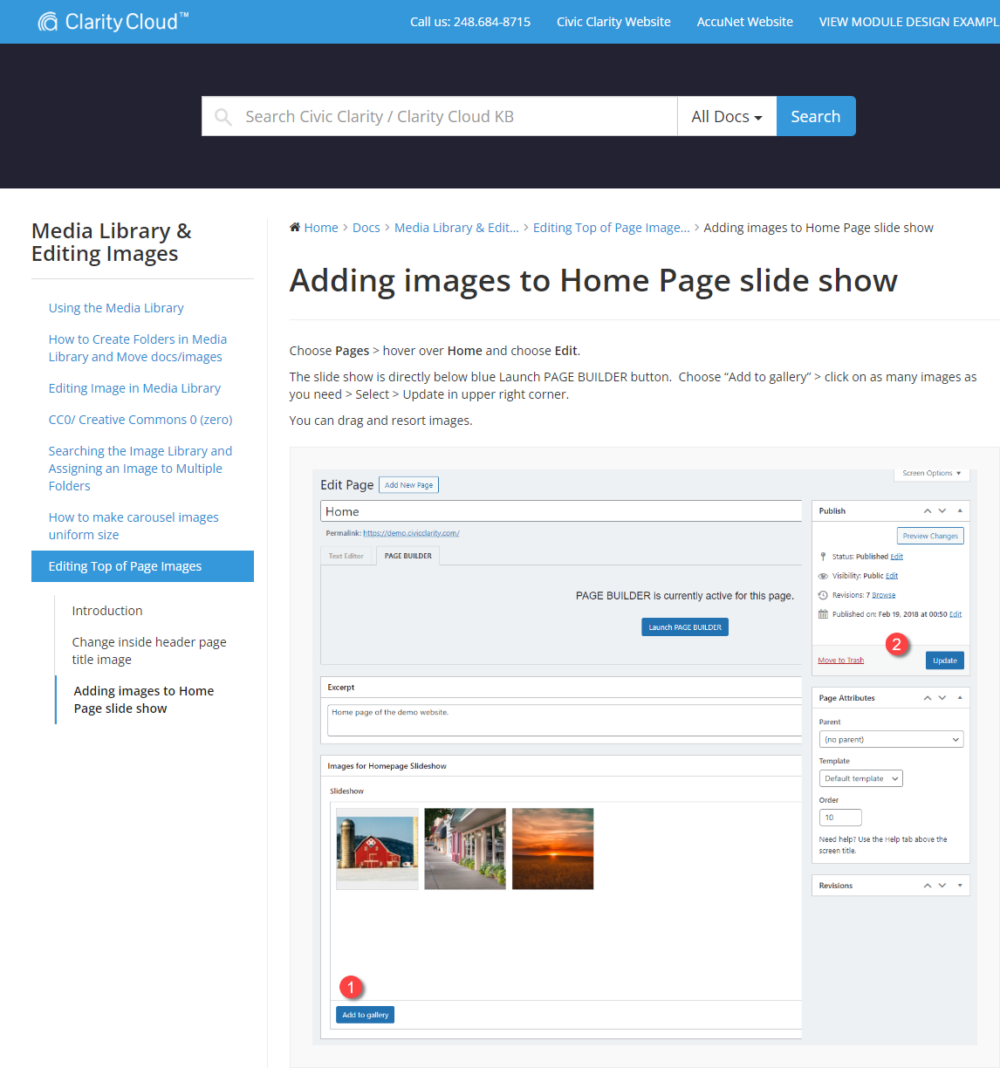 Screenshot of Adding Images to Homepage tutorial